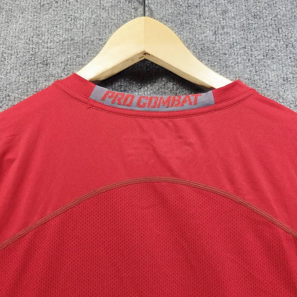 Nike Pro Combat Shirt Mens Extra Large Red Dri-Fit Fitted Athletic Training Tee